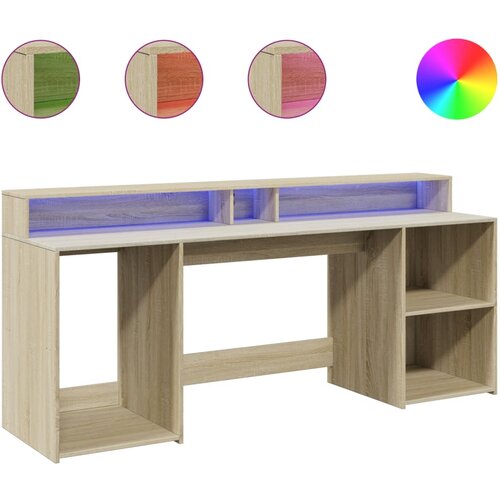 Maison Chic Pisalna miza - pisarniška miza - Računalniška miza z LED lučkami sonoma hrast 200x55x91 cm inž. les, (21785462) Cene