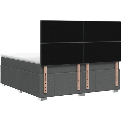  LED okvir za krevet s madracem Tamnosiva 140 x 190 cm Tkanina - Tamnosiva 140 x 190 cm Dizajn s rombovima Slike