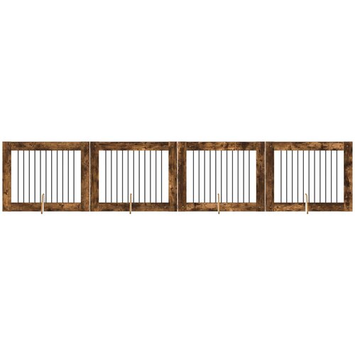  Vrata za pse s postoljem 4 pcs Dimljeni hrast 100 x 80 cm Slike