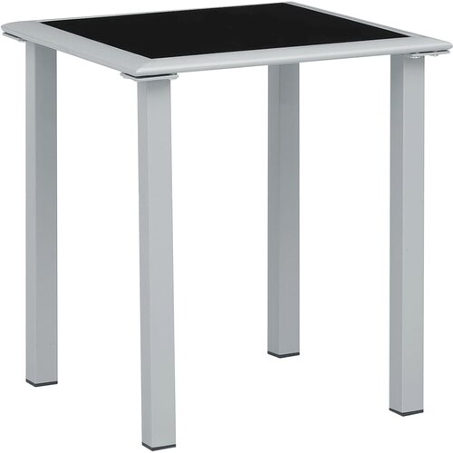 vidaXL 310541 Garden Table Black and Silver 41x41x45 cm Steel and Glass, (20963017) Cene