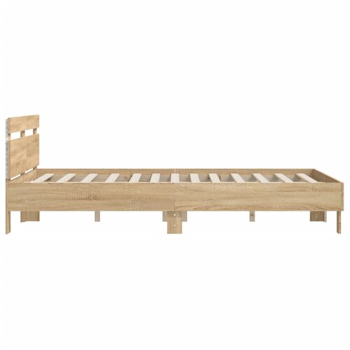  Okvir za krevet s uzglavljem i LED boja hrasta 140x190 cm Slike
