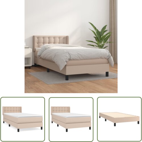 The Living Store Box spring postelja z vzmetnico kapučino 80x200 cm umetno usnje - Box Spring Postelja, (21737175) Cene