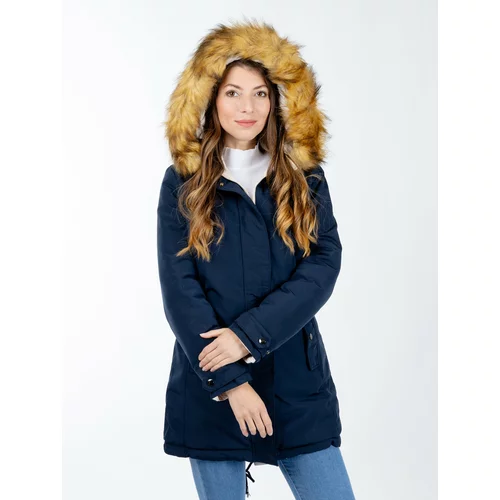 Glano Women's winter jacket - dark blue/beige