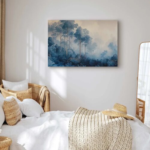  Slika - Landscape with Trees in Illustrative Style Fairy-Tale Blue Forest 60x40 Standard Slike