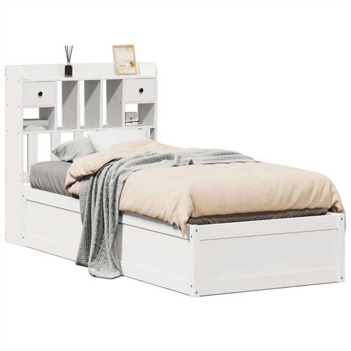 vidaXL Posteljni okvir brez vzmetnice bel 75x190 cm trdna borovina Cene