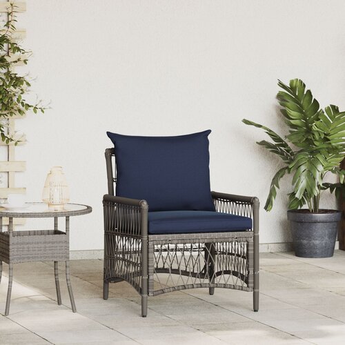 vidaXL Vrtna stol s blazinami Siva 60x70x78 cm Poli Ratan Cene
