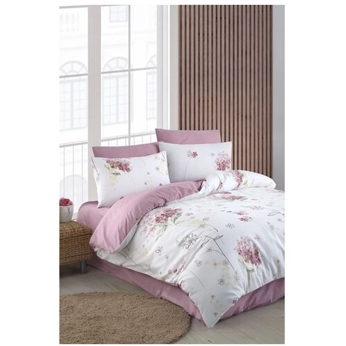 Mila Home Bela/rožnata posteljnina za zakonsko posteljo/podaljšana z rjuho/4-delna 200x220 cm Floral – Cene
