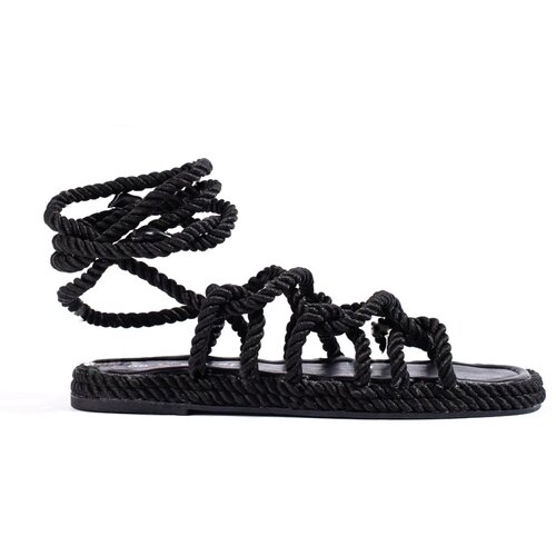 Shelvt Women&amp;#039;s braided tied sandals black Slike
