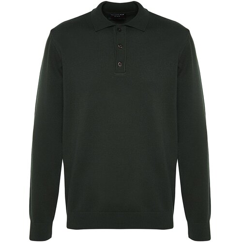 Trendyol Men&amp;#039;s Dark Green Regular Fit Polo Neck Limited Edition Basic Knitwear Sweater. Slike