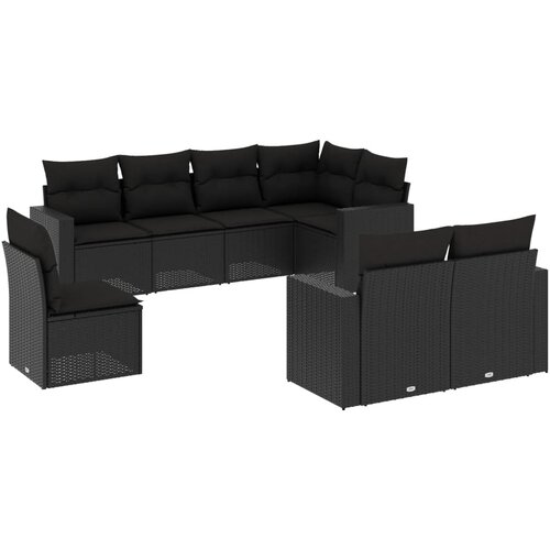  8-dijelni set vrtnih sofa od poliratana s jastucima crni Slike
