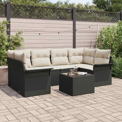  Sjedeća garnitura za vrt 7 pcs Crna i Krema 55 x 55 x 37 cm Cene