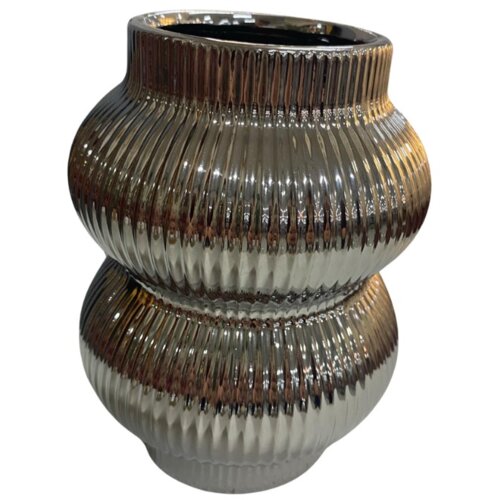  KERAMICKA VAZA 18CM SREBRO Slike