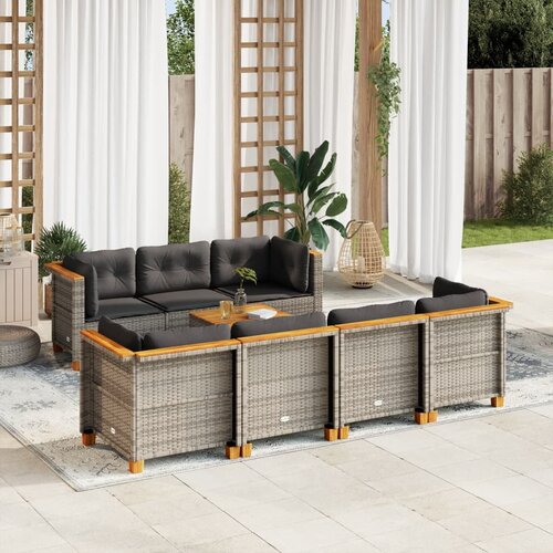 vidaXL 8-dijelni set vrtnih sofa od poliratana s jastucima sivi Cijene