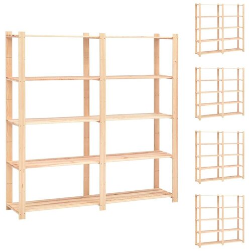 vidaXL stalci za pohranu 5 razina 5 kom 170x38x170 cm borovina 500 kg Cijene