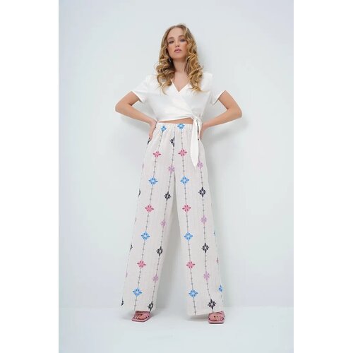 Trend Alacati Stili ženske pantalone Alc-X13632, široke nogavice, krem-plave Cene