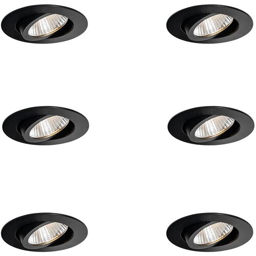 QAZQA Professional Set van 6 inbouwspots zwart 6,8cm incl. LED 750 lm dimbaar IP23 - Gaius Slike
