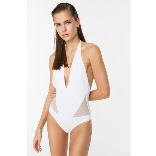 Trendyol white Tulle Detailed Swimsuit
