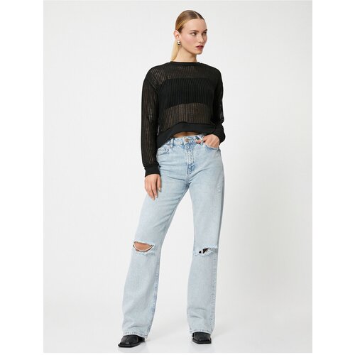 Koton Openwork Sweatshirt with Crew Neck Slike