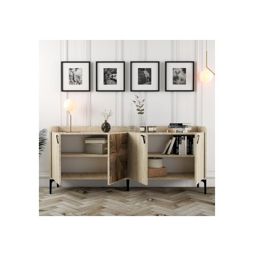 Hanah home komoda venedik walnut travertine Slike