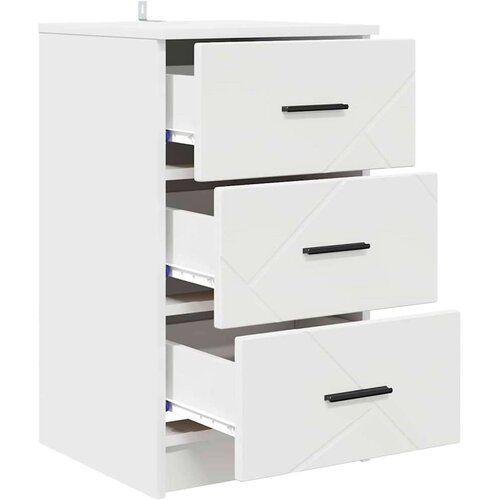 VidaXL Noćni ormar s ladicama Bijelo 38 x 38 x 66 cm Konstruirano drvo Slike