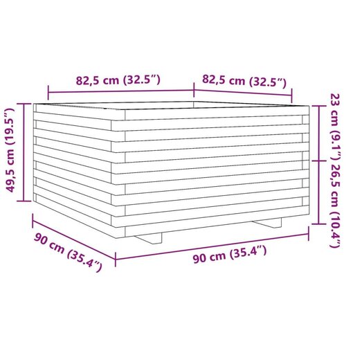  Vrtna sadilica vo&amp;scaron;tano smeđe boje 90x90x49 5 cm od borovine Slike
