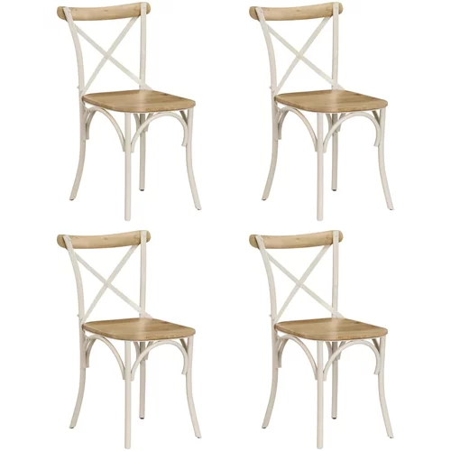Stoli stolice od masivnog drva manga s križnim naslonom 4 kom bijele