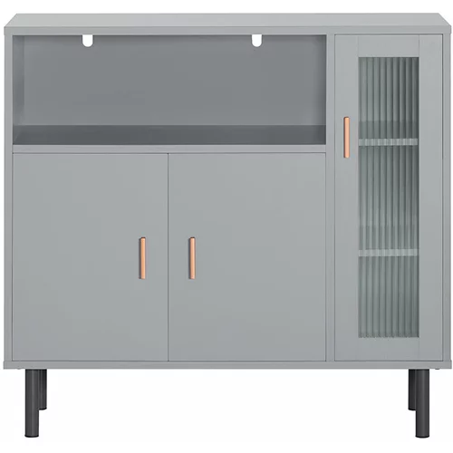 SoBuy omarica za shranjevanje s tremi vrati in dvema predaloma v sivi barvi v skandinavskem slogu, (21123484)