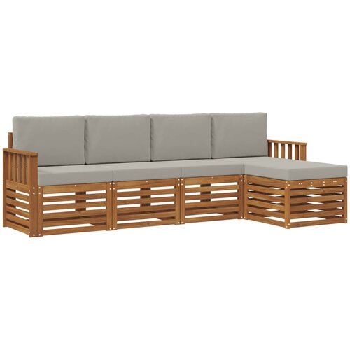  Set vanjskih sofa 5 kom. Prirodna i svjetlosiva Bijela 249 x 122,5 x 73 cm Slike