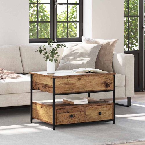 vidaXL Kavna miza s predalom Star les 70x50x50 cm Večslojno leseno Cene