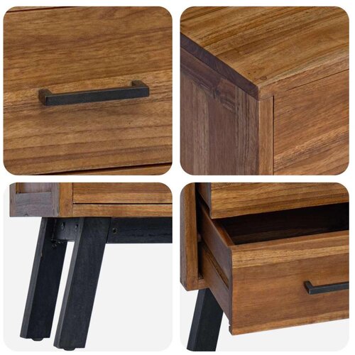  Noćni ormarić s ladicama Smeđa 40 x 35 x 55 cm Čvrsto teak drvo Slike