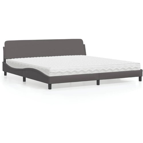  Krevet s madracem Dover sivi 200 x 200 cm od umjetne kože Cene