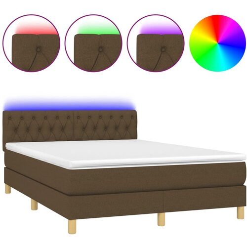 Maison Chic Box spring postelja - Vzmetna postelja z vzmetnico LED temno rjava 140x200cm blago SL21788, (21892225) Cene