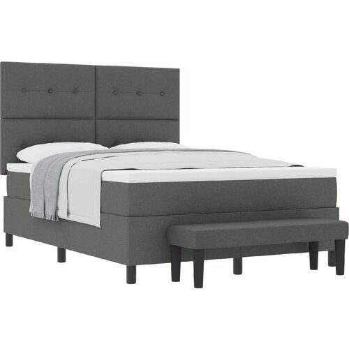 Box Spring krevet s madracem i klupom tamno siva 160x200 cm tkanina Slike