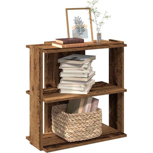  Regal za knjige s 3 razina boja staro drvo 60x30x60 cm drveni Cijene