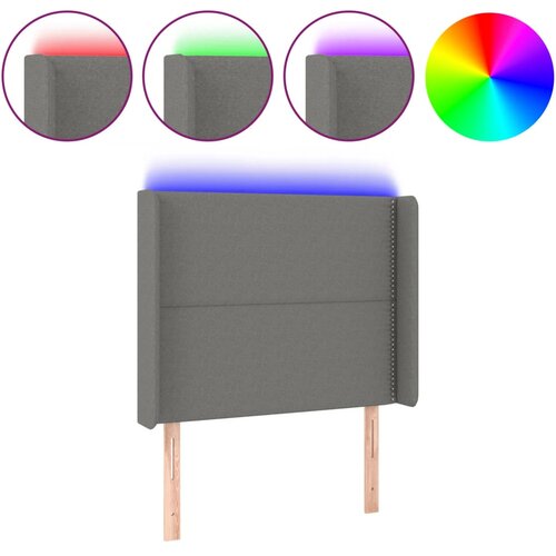  LED uzglavlje tamnosivo 93 x 16 x 118/128 cm od tkanine Slike