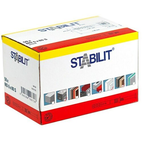 STABILIT Zidni vložek z vijakom (Premer zidnega vložka: 6 mm, Dolžina zidnega vložka: 80 mm, 50 kos) Cene