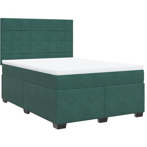 VidaXL Box spring postelja z vzmetnico temno zelena 140x200 cm žamet, (21305919) Slike