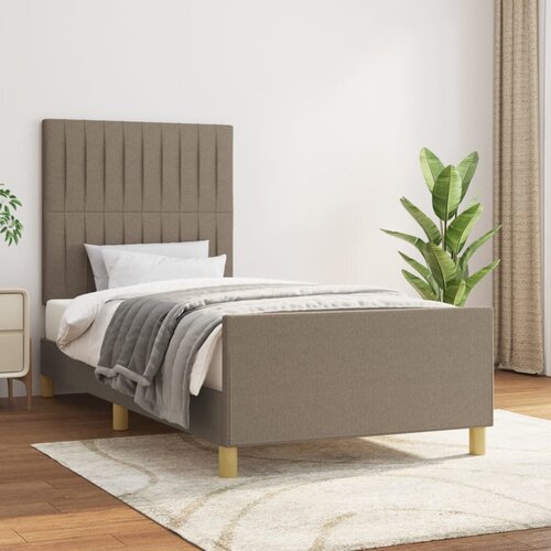 The Living Store Posteljni okvir z vzglavjem taupe 90x190 cm blago - Posteljni Okvir Z Vzglavjem, (21526728) Slike