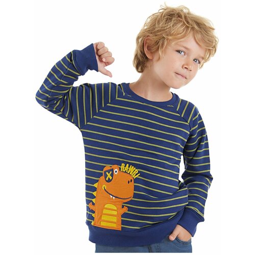 Denokids Dino Boys Striped Navy Sweatshirt. Slike