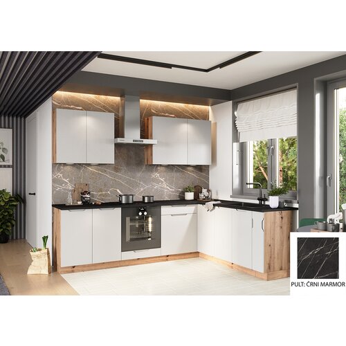 Stolkar KOTNI KUHINJSKI SET ISABEL 200X260 CM - SIVA-�rni marmor Cijene