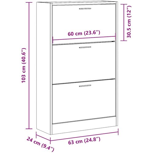  za cipele boja hrasta 63x24x103 cm konstruirano drvo Slike