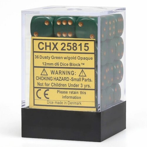 Chessex kockice - opaque - dusty green & copper - dice block (36) 12mm Cene