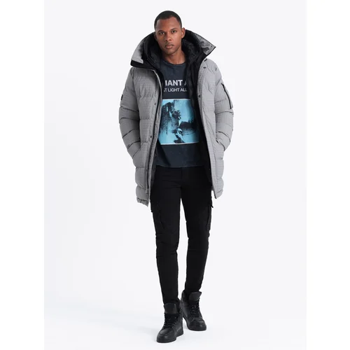 Ombre Outdoor long men's parka jacket - gray