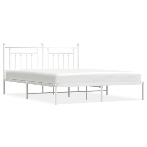 Maison Chic Kovinski Posteljni okvir - Dvoposteljna postelja - Zakonska postelja z vzglavjem bel 183x213 cm, (21693304) Slike