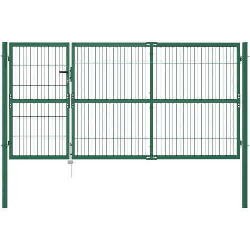 vidaXL vrata za vrtno ograjo s stebrički 350x140 cm jeklo zelena Cene