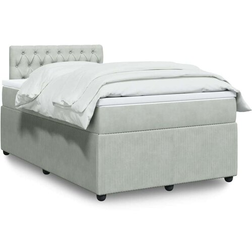 VidaXL Krevet s oprugama i madracem svjetlosivi 120x190 cm bar&amp;scaron;unasti Slike