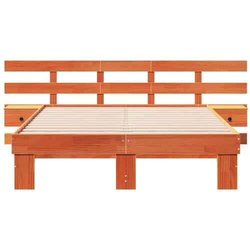  Krevetna konstrukcija Smeđa 135 x 190 cm Čvrsto borovo drvo Slike