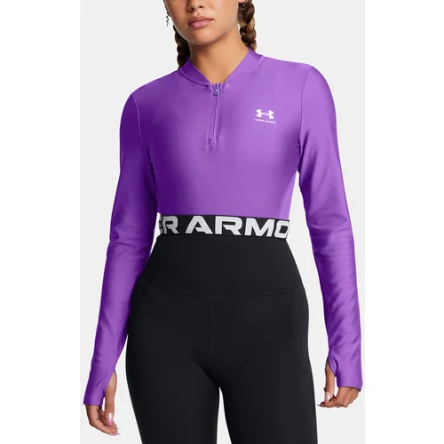 Under Armour Women's T-shirt HeatGear Rib 1/4 Zip LS-PPL - Women's