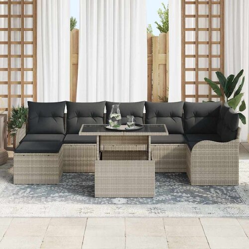  Sjedeća garnitura za vrt 8 kom. Svijetlo siva Svjetlosiva 232,5 x 122,5 x 85 cm Slike