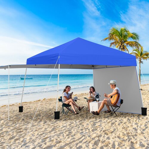 Vrt Pop-up paviljon 430 x 280 cm s 2 sklopive bočne ploče za tendu u plavoj boji Cijene